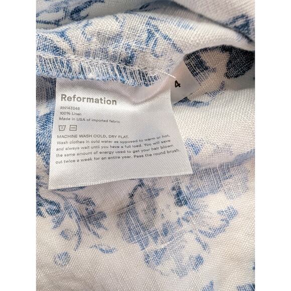 Reformation Aryn Linen Floral Top Balloon Sleeves Size 4 Romantic - Picture 11 of 15